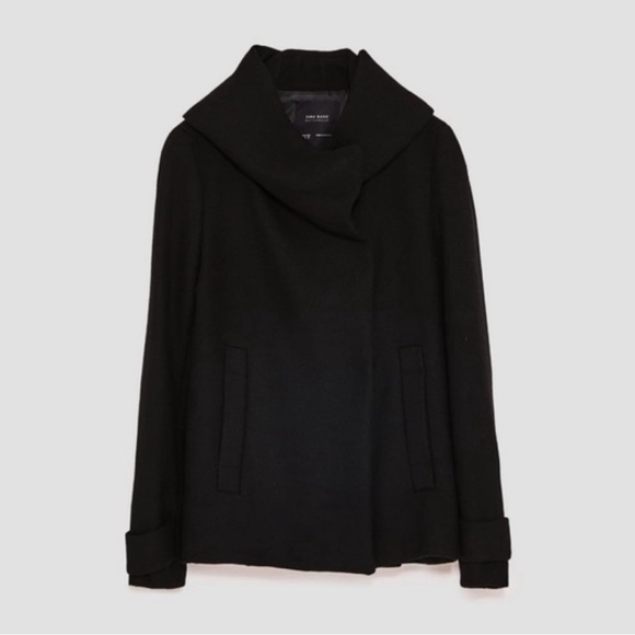 Zara wool blend coat with wrap collar - Picture 2 of 3